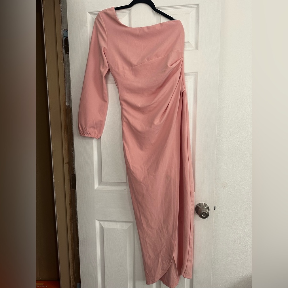 Chic Long Sleeve Pink Dress